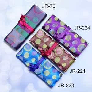 Rouleau à bijoux en brocart à pois, Organiseur de bijoux, Étui à bijoux de voyage, Cadeaux des fêtes