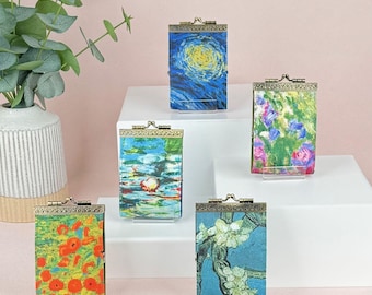 Artist Painting Prints Card Holder with RFID Protection,  Van Gogh, Monet, Klimt Inspired  Wallet