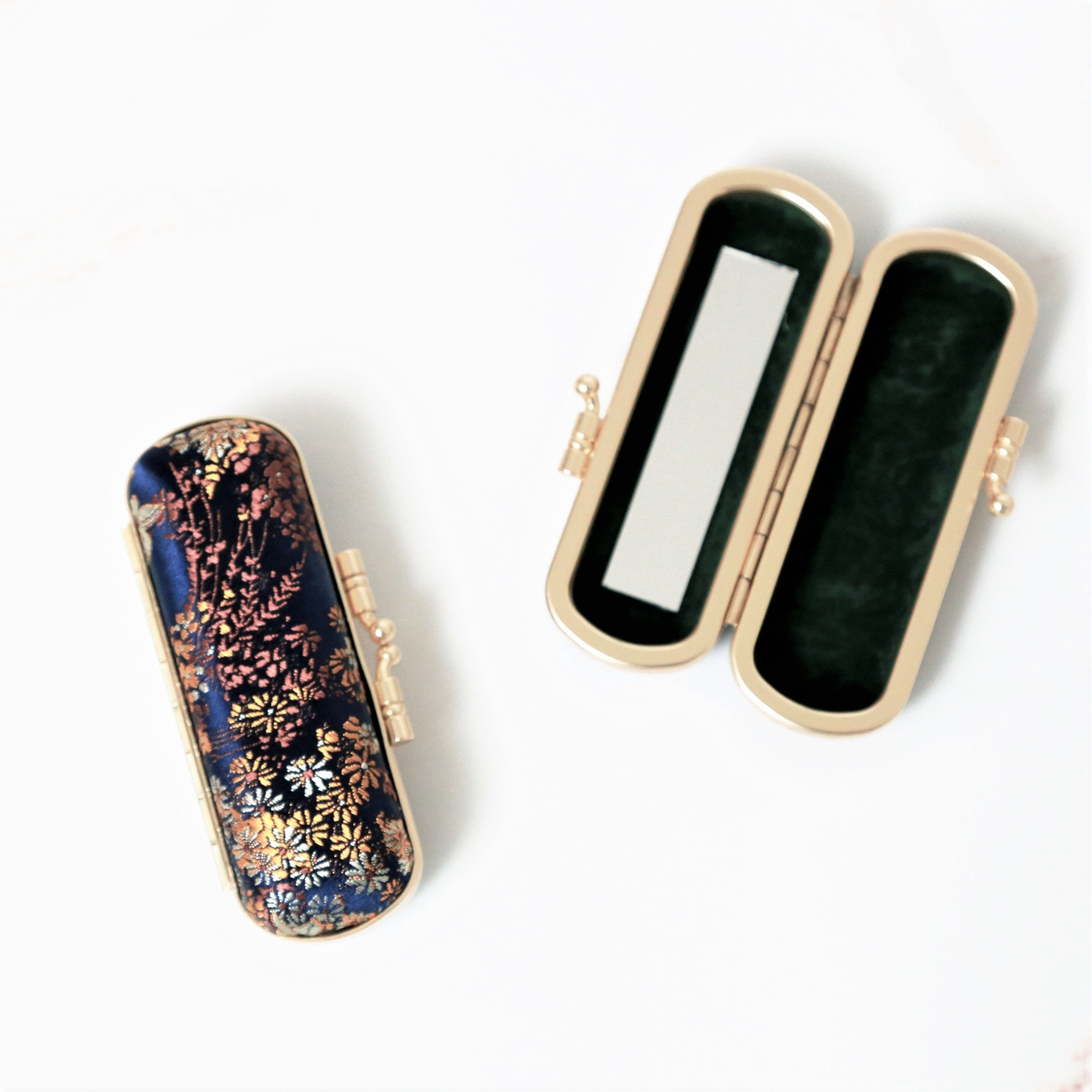 Lipstick Case Holder with Mirror, Hanyi 3 Pcs Vintage Floral Print Lipstick  Holder Box for Purse