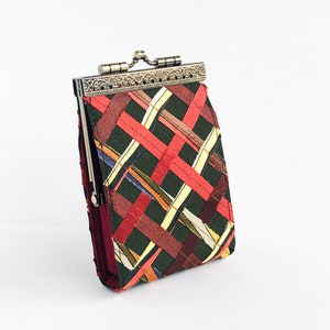 Soporte para tarjeta Cathayana, billetera de cinta tejida a mano, estuche para tarjeta estilo acordeón, billetera de bloqueo RFID