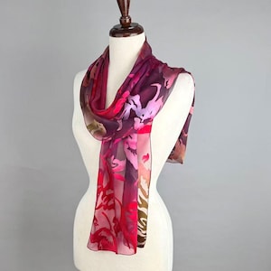 Hand Painted Rayon Silk Devoré Scarf | Hand Dyed Burnout Wrap | Botanical Wearable Art