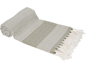 100% Cotton Turkish  Bath and Beach  Pestemal Towel, Genuine Handwoven Cotton, Ultra Absorbent, Lightweight Quick Dry Fabric 70"x39"