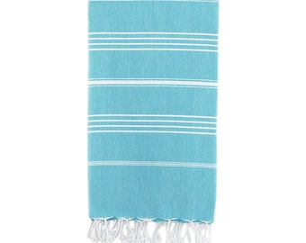 Turkish Peshtemal Beach Towel, 70” x 39”, Genuine Handwoven Cotton, Ultra Absorbent, Lightweight Quick Dry Fabric for Beach,