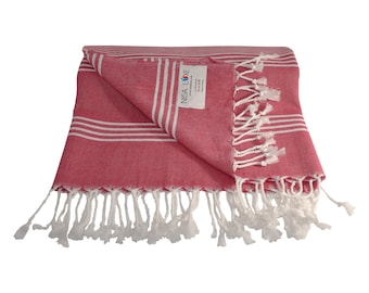 Turkish Bath and  Beach, Peshtemal Towel, 70” x 39”, Genuine Handwoven Cotton , Ultra Absorbent, Lightweight Quick Dry Fabric for Beach,