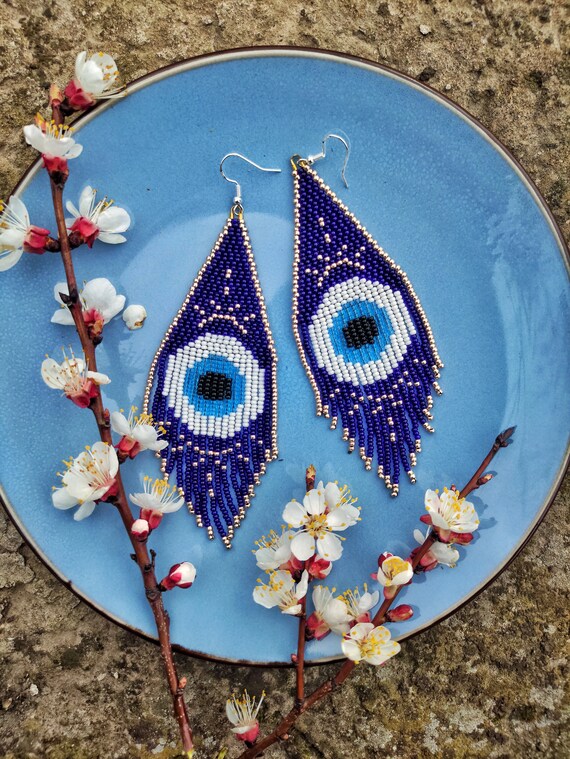 Evil eye beaded earrings deals