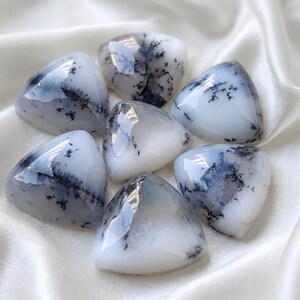 Natürliche Dendritenachat Cabochon, Trillion Form flache Rückseite kalibriert Edelstein für die Herstellung von Schmuck.
