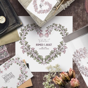 Clipart de moldura de flor romântica desenhado à mão digital. Louros rústicos do clipart dos namorados. Guirlandas de clipart de flores vintage. Clipart de guirlanda floral