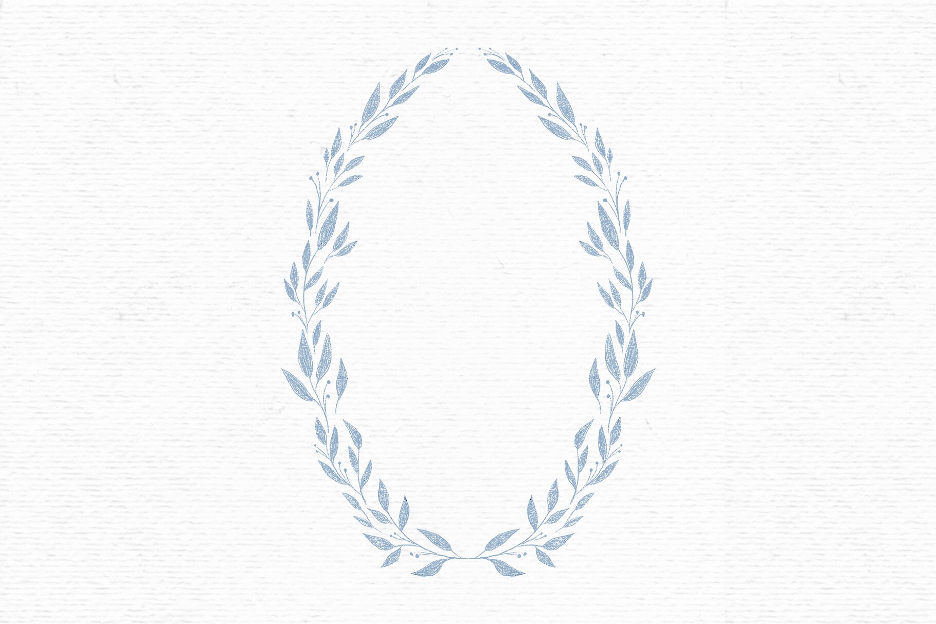 Digital rustic flower wreath clipart in blue