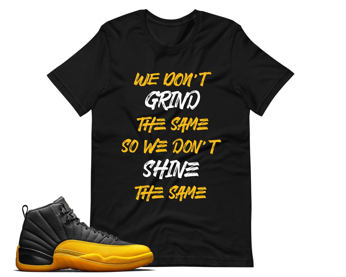 jordan 12 black university gold shirt