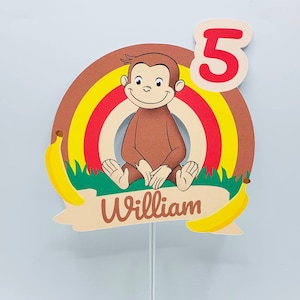 Curious George cake topper, Curious George inspired cake topper, Curious George birthday theme, Monkey cake topper