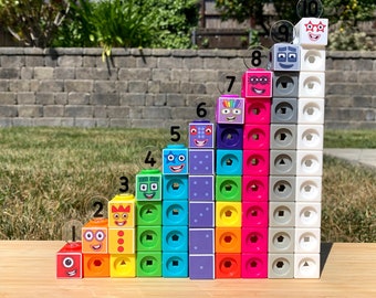 Autocollants Numberblocks pour cubes MathLink 0,75" | Caractères 1-10 | Autocollants numériques | Apprentissage des nombres