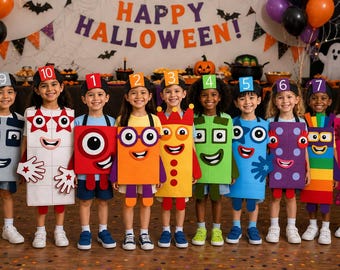 Déguisements de chiffres en feutrine pour enfants et adultes, blocs mathématiques éducatifs, vêtements pour les fêtes d'Halloween