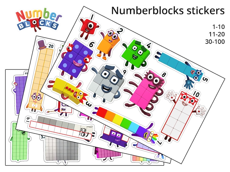 numberblocks stickers glossy stickers 75 x 50 in etsy