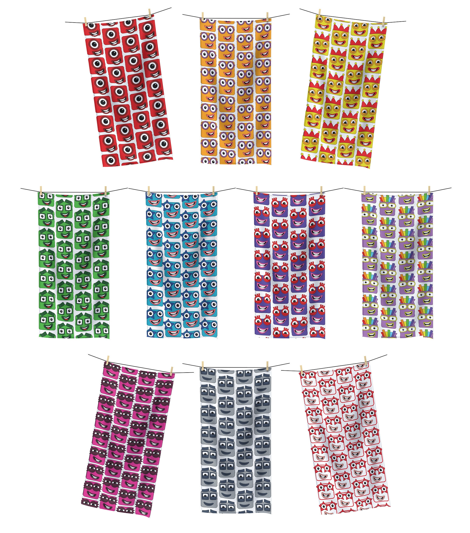 Zahlenblock Badetuch, Zeichen 1-10 (Polycotton)