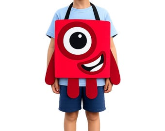 Rood nummer 1 kostuum – Halloween wiskundeblokken kostuum voor kinderen en volwassenen