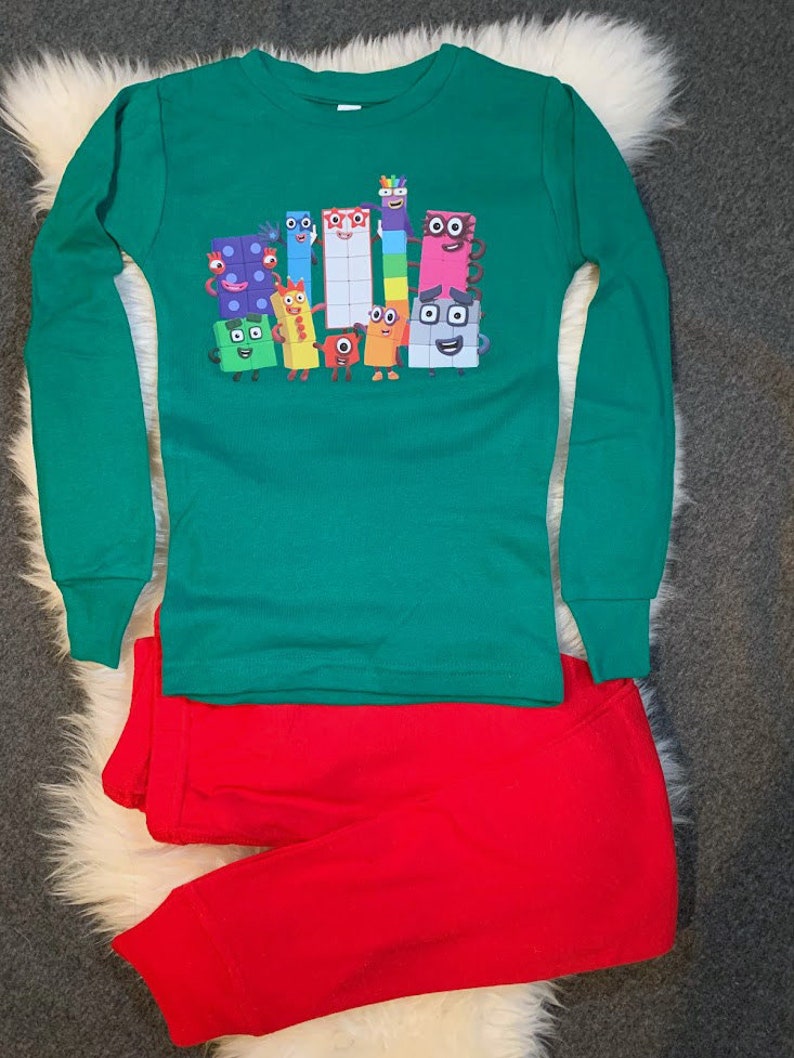 Numberblocks Pajamas Unisex Christmas Pajamas for Kids Red Etsy UK