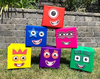 Die Cut Numberblocks Personnages 1-10 | Décor de fête d’anniversaire Numberblocks | Faces de blocs numériques découpés avec précision pour boîtes