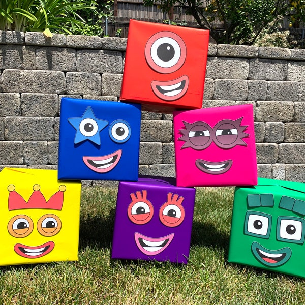 Die Cut Numberblocks Characters 1-10 | Numberblocks Birthday Party Decor | Precision Cut Numberblocks Faces for Boxes