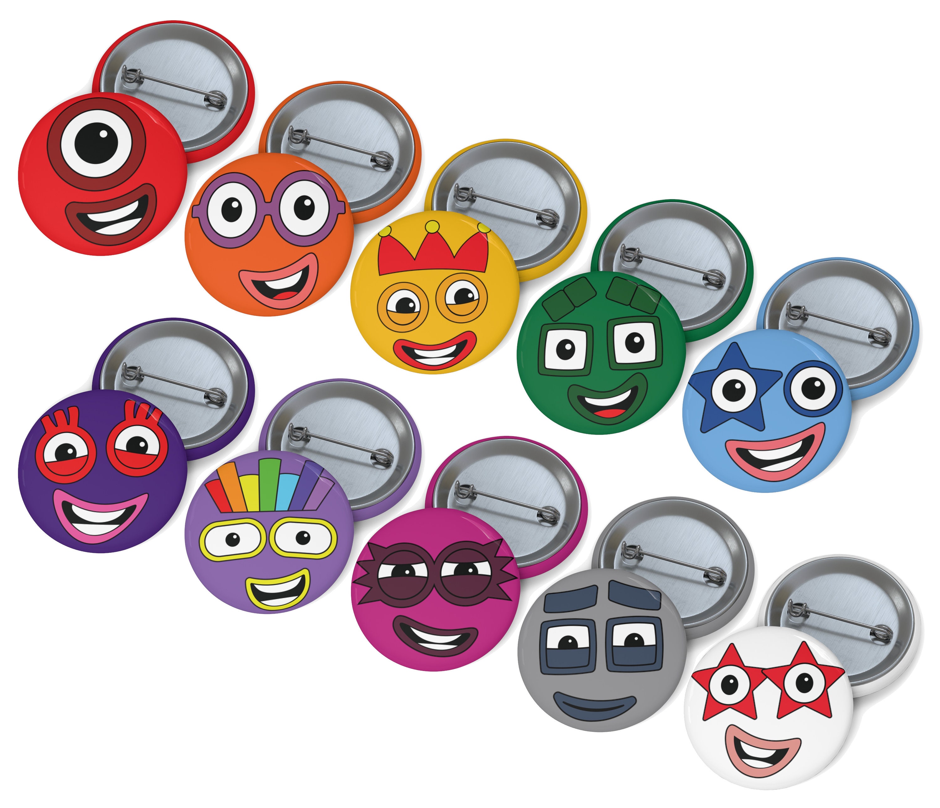 Numberblocks Pin Buttons, Characters 1-10