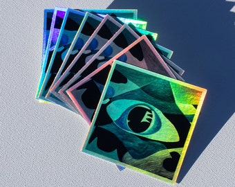 Holographic Abstract Evil Eye Vinyl Sticker - 3" x 3" | Eye Sticker | Psychedelic Painting Stickers | Labtop Sticker