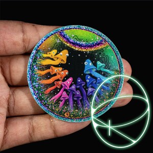 Vibrant Mushroom Sticker - "Rainbow Meadow" | pixie dust effect