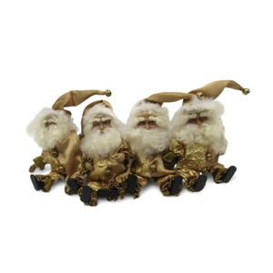4 miniaturas douradas de Papai Noel com barba e chapéu com sinos - Impostos alfandegários dos EUA pré-pagos