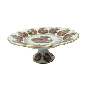 GLORIA BAVARIA Bayreuth Pedestal Cake Stand With Romantic Scene 12&quot; Vintage
