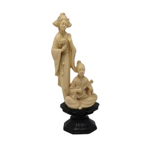 Santini Sculpture Figurine Geisha Biwa Oriental Japanese Figure 10&quot;