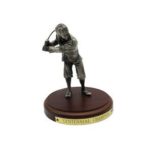 Bridge Hall Golfer Figurine Pewter on Wood Base 5.5" Vintage-US Duties Prepaid