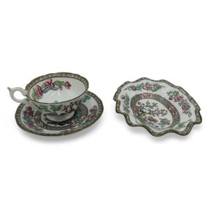 COALPORT INDIAN Tree Tazza da tè, piattino e piatto set floreale Inghilterra Vintage