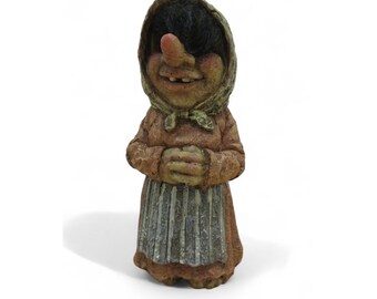 Zemeno Troll Strega Fata con Coda Fazzoletto Vestito Grembiule Capelli Neri Vintage - Dazi USA Prepagati