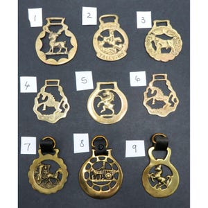 Equestrian HORSE Medallions Collectible BRASS Equestrian and Animal Designs Vintage
