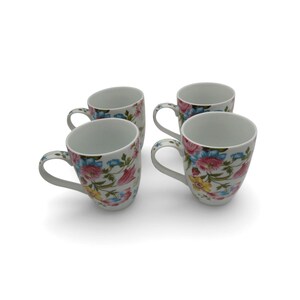 Easy Life Jardin Secret Dora Papis blommig mugg set om 4 Vintage Italien 10 cm