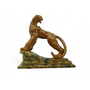 ROYAL HAEGER Ceramic Tiger Leopard Figurine USA Vintage 11&quot;