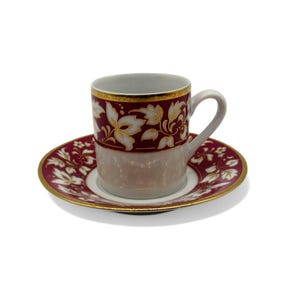 Original Bohemia DEMITASSE Espresso Cup and Saucer FLORAL Gold Accents Vintage