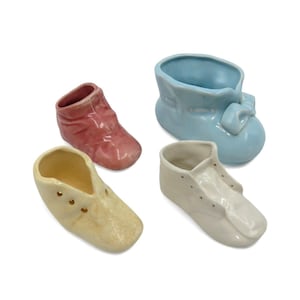 Ceramic Baby BOOTIE Shoe PLANTERS Set of 4 Vintage Ceramic Decor
