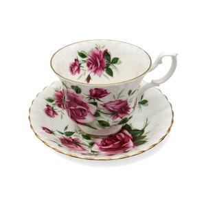 ROYAL ALBERT Bone China Tea Cup and Saucer Large Pink Rose Vintage