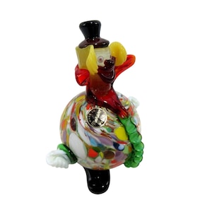 Figurine de clown en verre de Murano fabriquée à la main en Italie Art multicolore 6&quot; de haut vintage