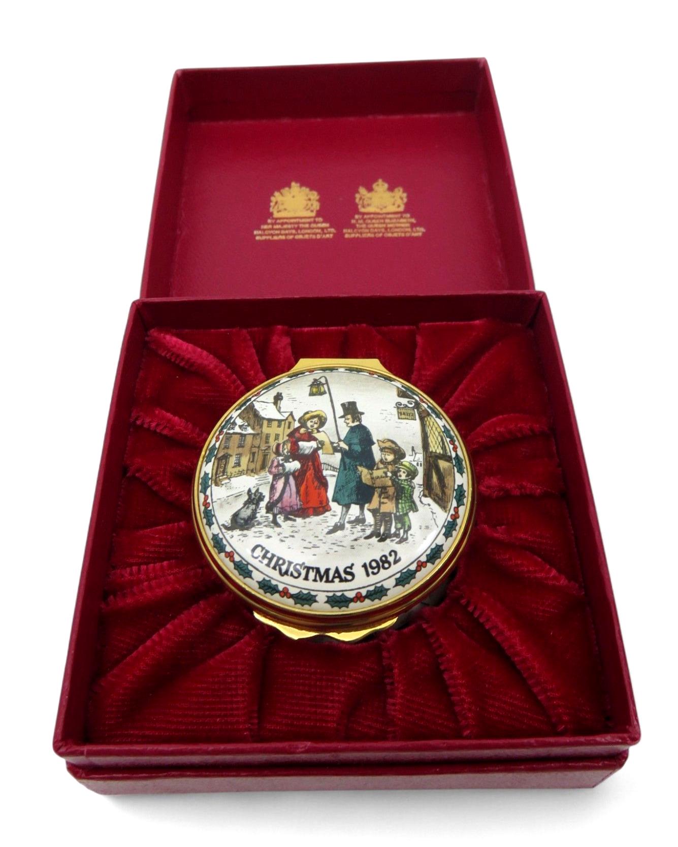 HALCYON DAYS Enamels Christmas 80s Trinket With Original Case