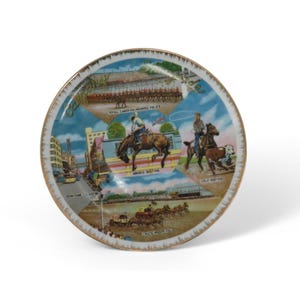 CALGARY STAMPEDE Plate Made In Japan 8&quot; With Rodeo Scenes Vintage