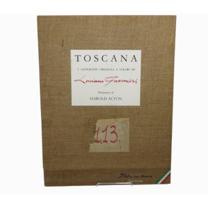 LUCIANO GUARNIERI Toscana Art Portfolio 5 Lithographs in Hessian Cover Italy Vintage
