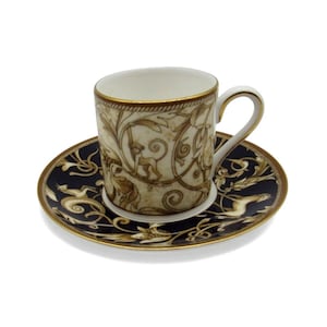 WEDGWOOD CORNUCOPIA Demitasse Espresso Coffee Cup and Saucer Vintage Rare