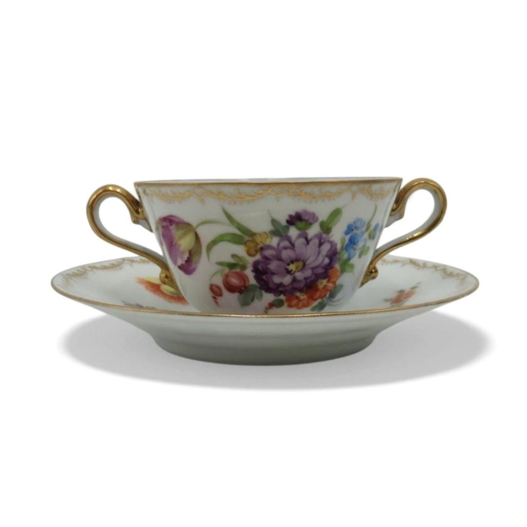 RK Richard Klemm DRESDEN Double Handled Soup Cup and Saucer