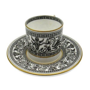 WEDGWOOD FLORENTINE Espresso Black Cup And Saucer Set England