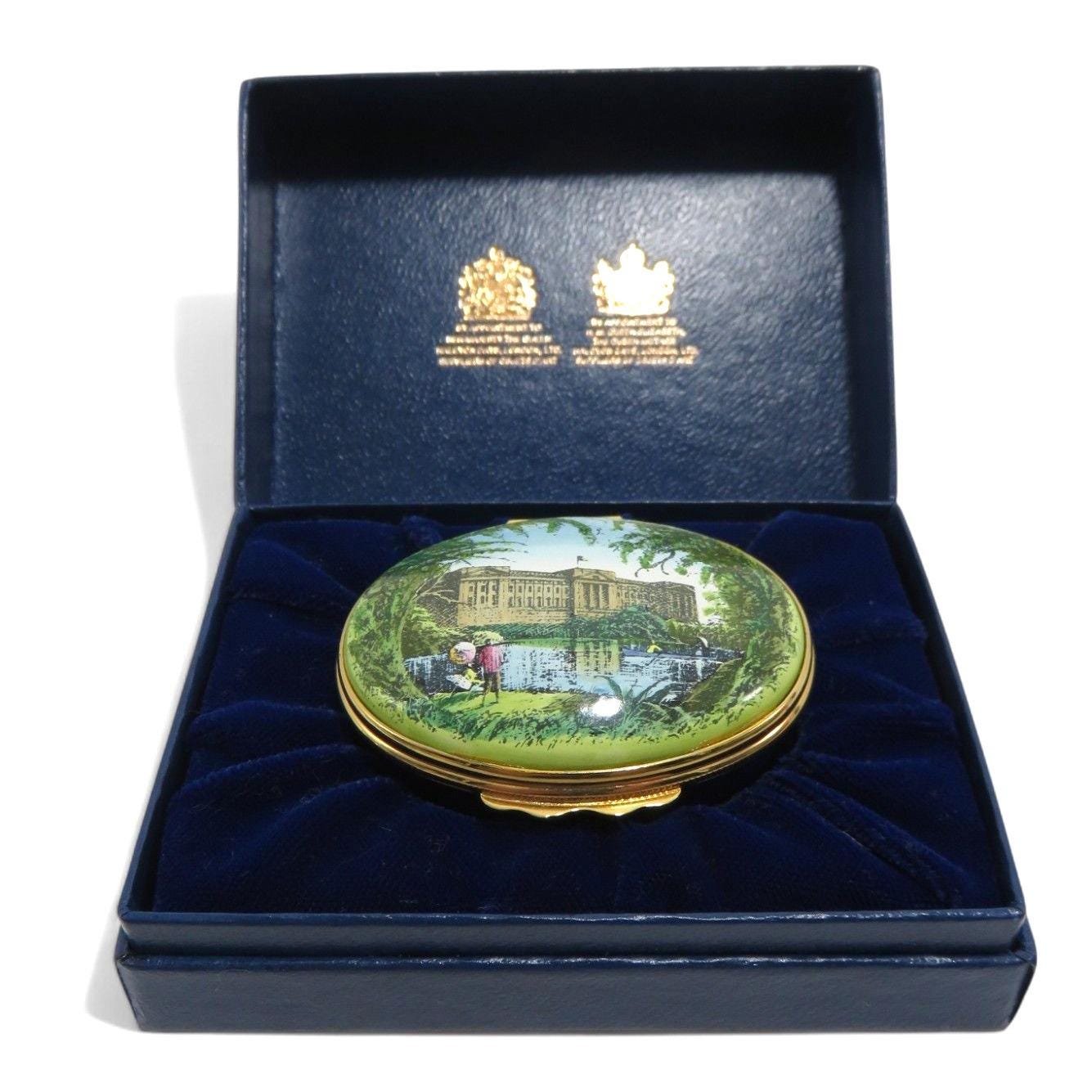 HALCYON DAYS Enamels Buckingham Palace Oval Trinket Box With