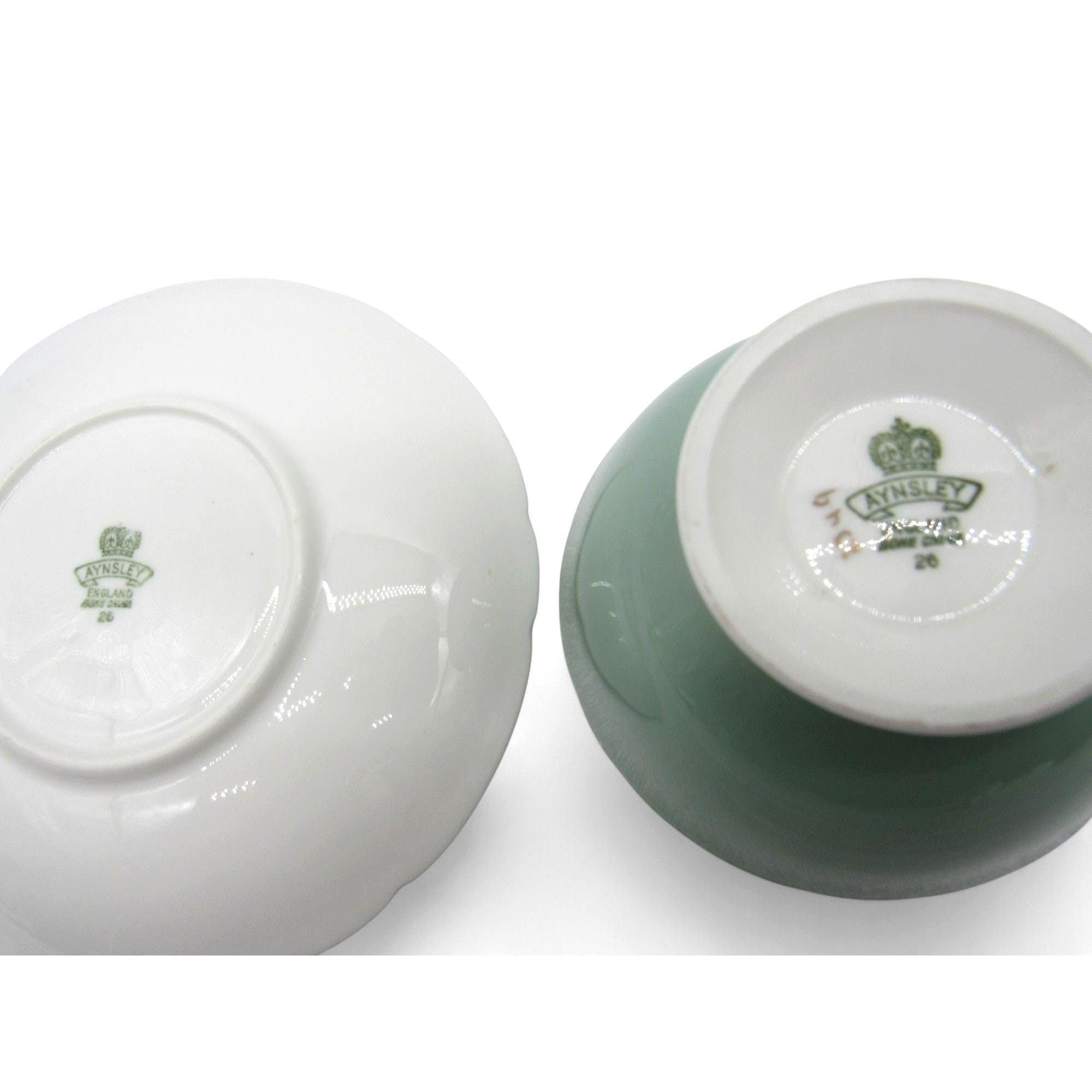 AYNSLEY Large Mouth Wide Teacup and Saucer Gold Filigree Floral