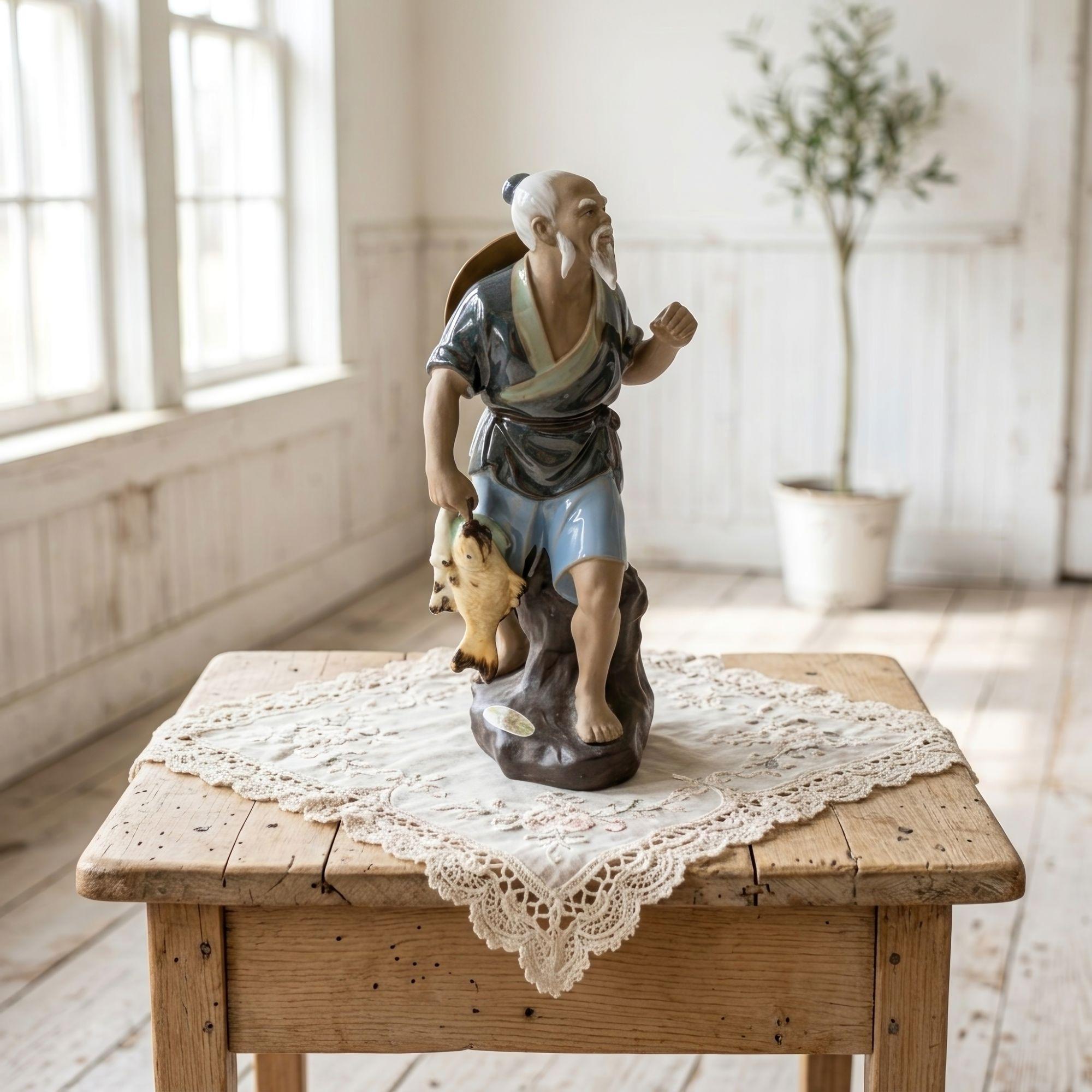 Ceramic Fisherman Figurine - Etsy
