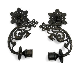 Metal Dragon Wall SCONCES Candle Holders Set Of 2 Gothic Medieval Vintage-US Duties Prepaid