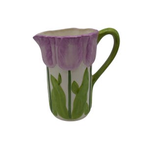 Pitcher Tulip Floral Hand Painted Vase WCL China Vintage 8"-US Duties Prepaid