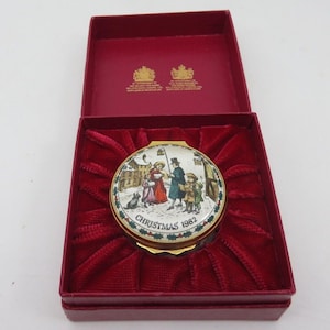 Weihnachten 1982 Emaille Trinket Box Halcyon Days Bilston & Battersea Singing